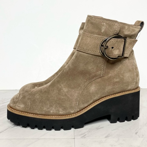 Paul Green Shoes - Paul Green Taupe Suede Buckle Lug Sole Boot 5 / 7.5